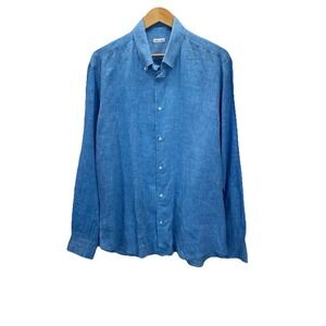 Made in Italy size 45 Us XL Blue heather linen long sleeve resort travel